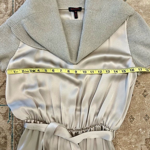 Escada Silk Satin Dress with Knit Cowl neck and Sleeves - Picture 6 of 10